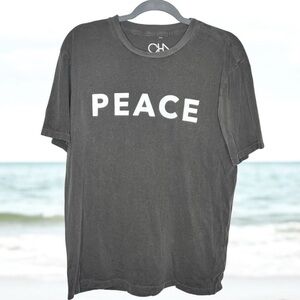 Chaser Peace Charcoal Gray Short Sleeve Graphic Crewneck T-Shirt Size Large NWT